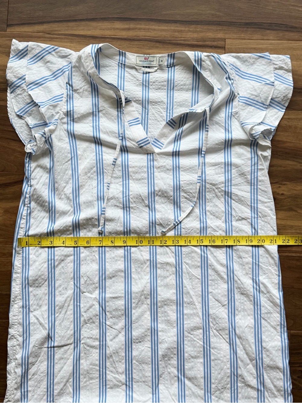 Vineyard Vines White and Light Blue Striped V-Neck Cover-Up - Picture 3 of 6